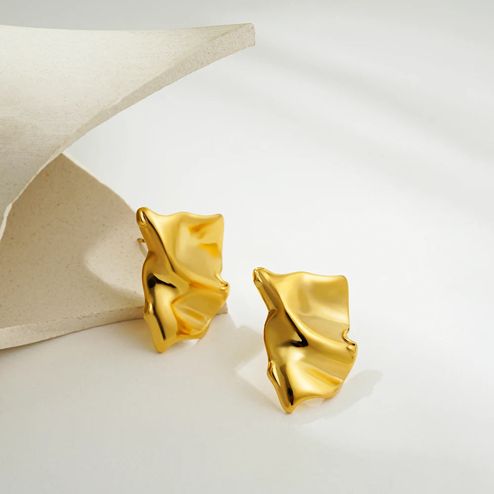 Mode Glänzende Drei-Schicht Strukturierte Kreuzung Knoten Ohrringe für Frauen Gold Farbe Edelstahl Ohrring Vintage-Schmuck Geschenk