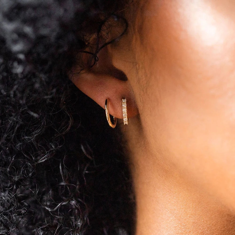 Mode CZ Zirkon Runde Huggie Creolen für Frauen Geometrische U Form Ohr Schnalle Hoops Vergoldet Edelstahl Schmuck