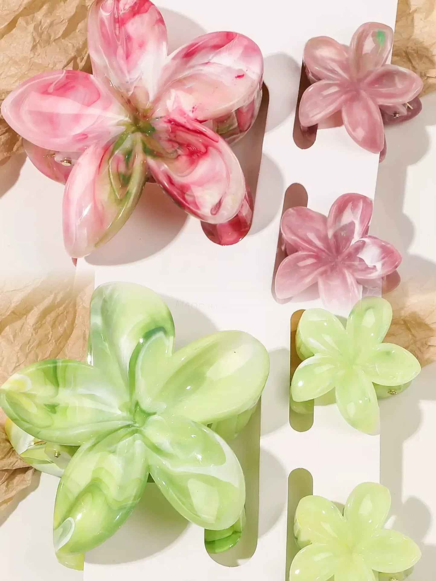 Hawaiianische Blumenkrallenklammern für Frauen, Blumen-Haarklammern mit Marmorader für dünnes Haar, süßer Strand-Haarschmuck