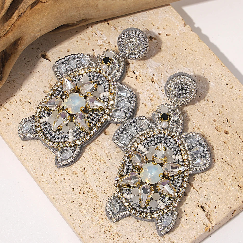 AENSOA Böhmische Seestern Hummer Muschel Samen Perlen Tropfen Ohrringe für Frauen Handgemachte Ozean Tier Ohrringe Sommer Strand Schmuck