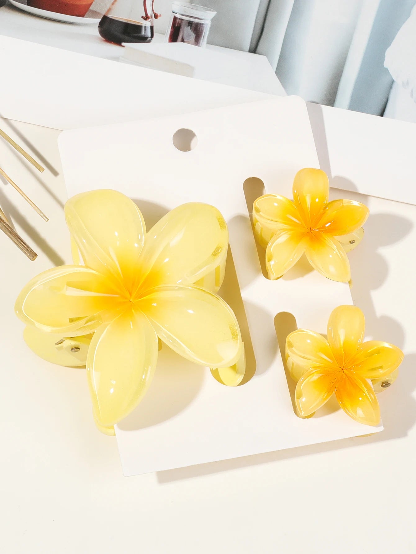 Hawaiianische Blumenkrallenklammern für Frauen, Blumen-Haarklammern mit Marmorader für dünnes Haar, süßer Strand-Haarschmuck