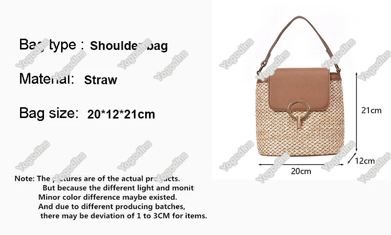 Strand Dame Reise Geldbörsen und Handtaschen Casual Ketten Stroh Eimer Taschen Frauen Sommer Umhängetasche Rattan Taschen Schulter Tasche Bolsa