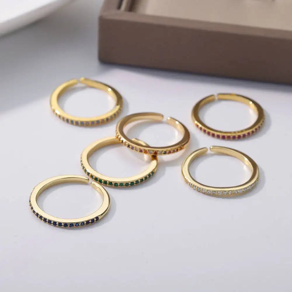 Mini Zirkon Grüne Ringe Für Frauen Edelstahl Gold Farbe Einstellbare Finger Ring Verlobung Hochzeit Weihnachten Schmuck Geschenk