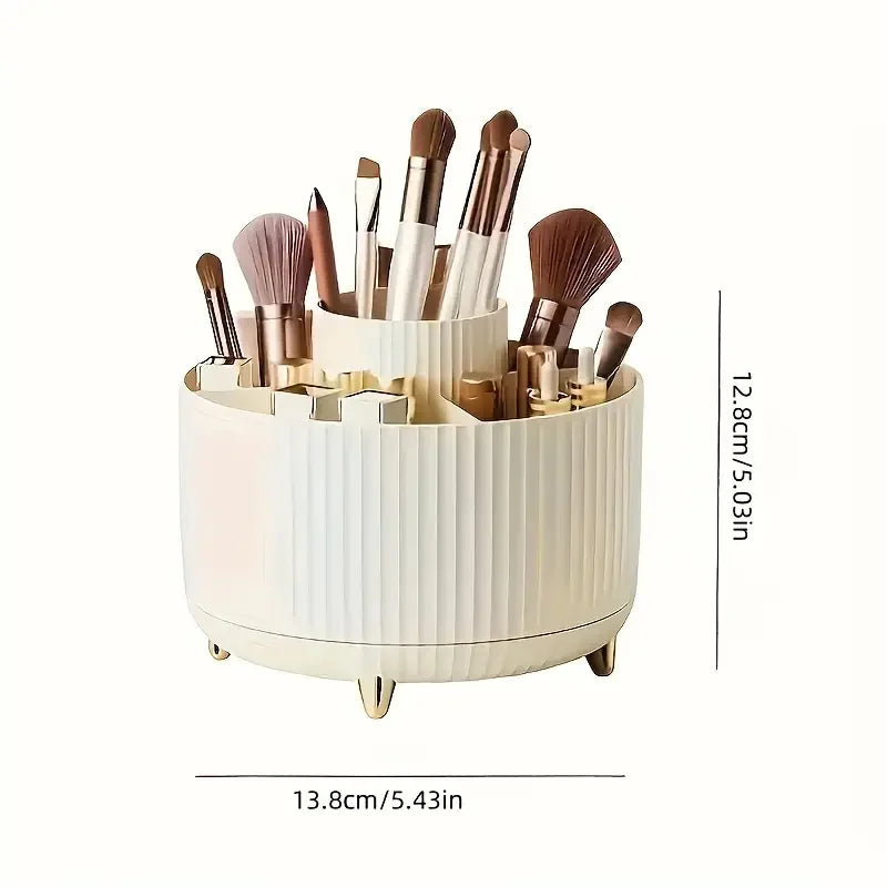 360 °   Rotierender 5-Slot-Make-up-Pinselhalter, Organizer, multifunktionale Schreibtischaufbewahrung, Kosmetikaufbewahrung für Waschtisch, Schreibtisch, Badezimmer