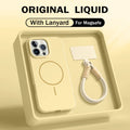 Offizielle Flüssigsilikon-Lanyard-Schutzhülle für iPhone 17, Air 16, 16E, 14, 15 Plus 12, 13, 11 Pro Max, für Magsafe Magneitc Soft Cover