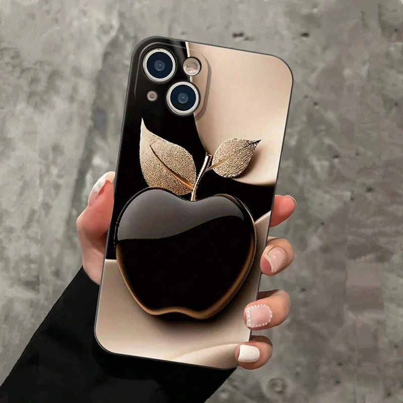 Luxuriöse Handyhülle mit Fruchtdruck für iPhone 16 15 14 13 12 11 X XR XS SE2 8 7 Plus Pro Max Mini Straight-Edge-Silikon-Rückseite