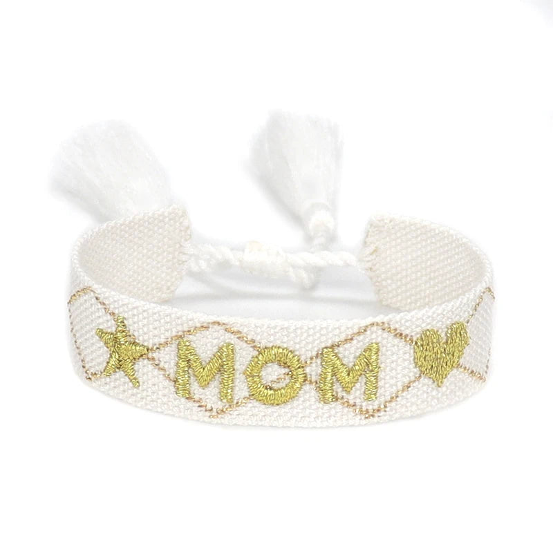 BEST MOM Stickerei-Armbänder, verstellbares Armband, Geschenk für Super-Mama