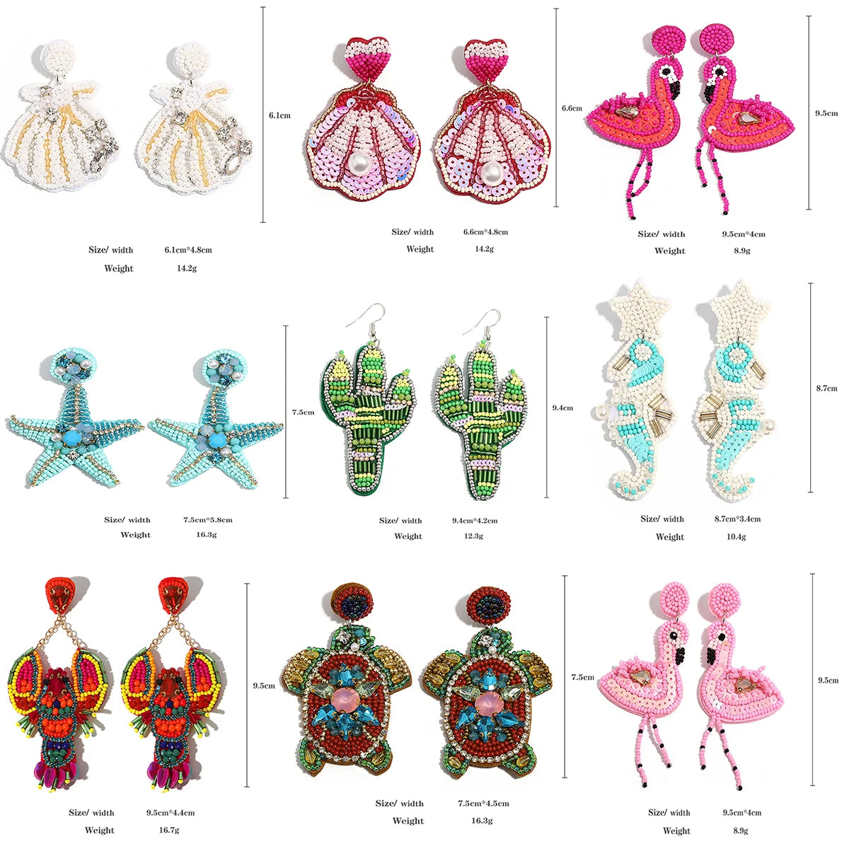 AENSOA Böhmische Seestern Hummer Muschel Samen Perlen Tropfen Ohrringe für Frauen Handgemachte Ozean Tier Ohrringe Sommer Strand Schmuck