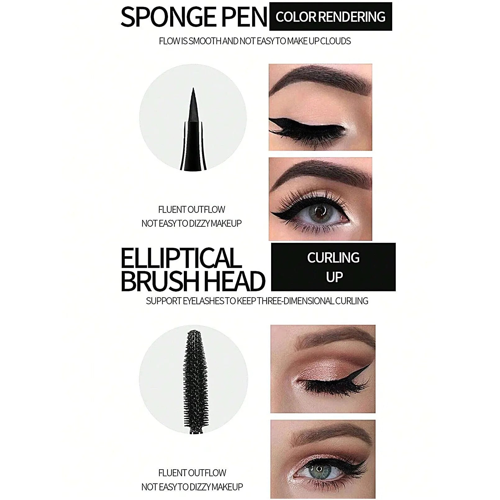 Yanqina flüssiger Eyeliner Bleistift 4d wasserdichte Mascara Set Kosmetik Eyeliner dicke Curling Mascara Augenbrauen Bleistift Augen Make-up