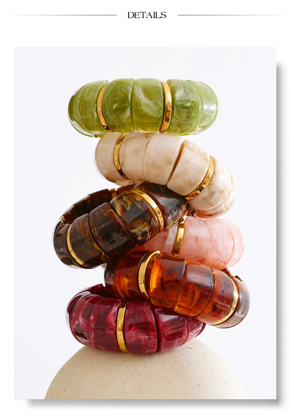 Yhpup elastisches Harz, Acryl, breites Armband, wasserdicht, trendig, Edelstahl, Handgelenk, heißer Verkauf, Statement-Schmuck, 2025, Geschenk