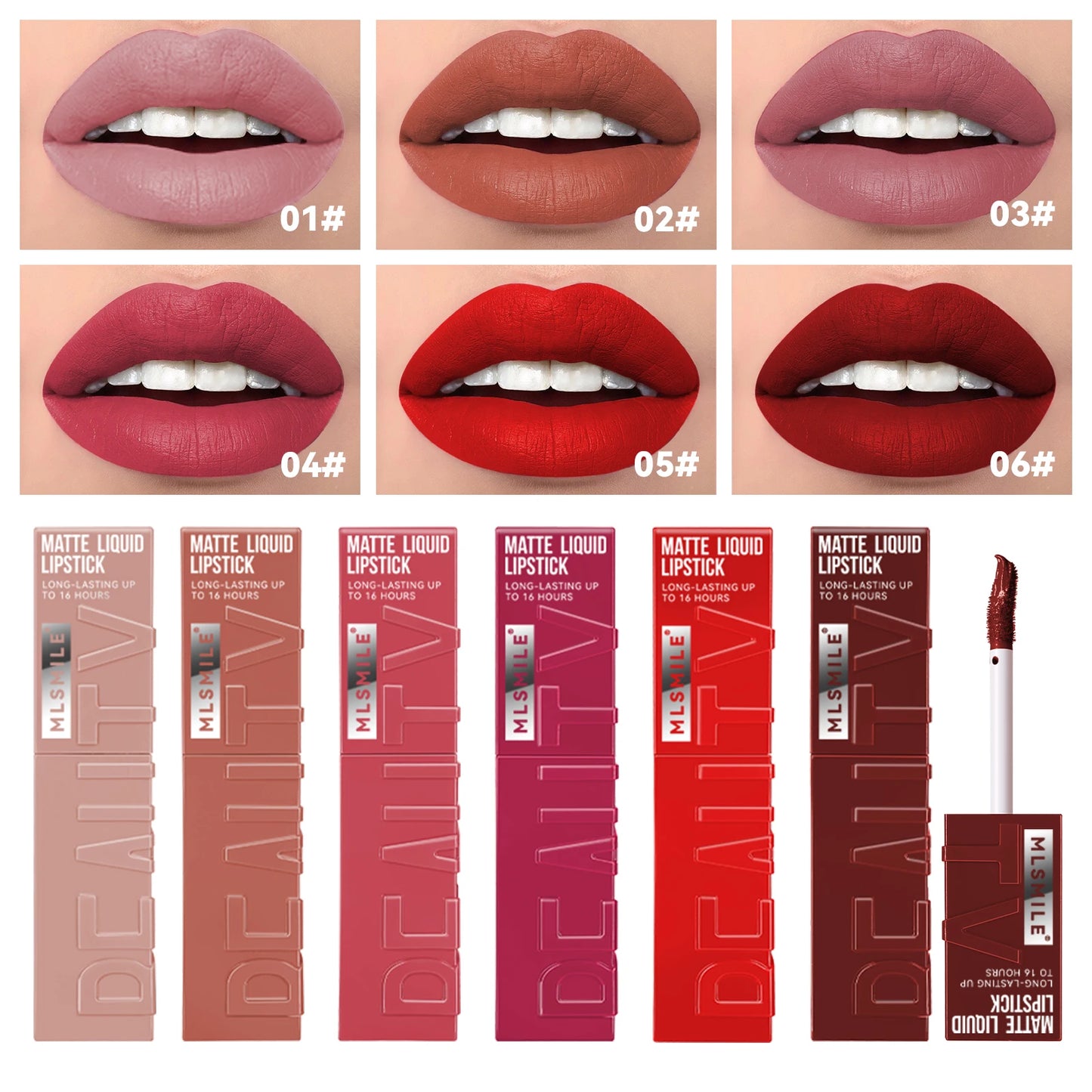 Matte Flüssig-Lippenstift 6 Farben – Langanhaltend, Wasserdicht, Sexy Nude/Rosa/Rot