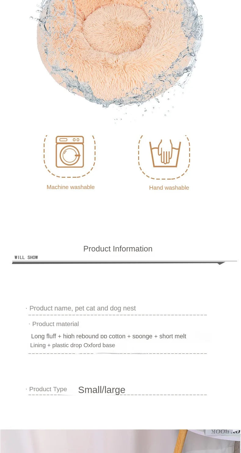 Plüsch-Haustiernest rund | Warmes Katzen- & Hundenes