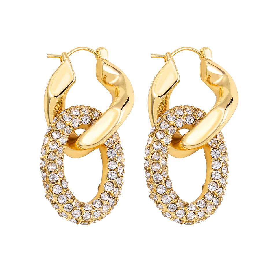 Mode CZ Zirkon Runde Huggie Creolen für Frauen Geometrische U Form Ohr Schnalle Hoops Vergoldet Edelstahl Schmuck