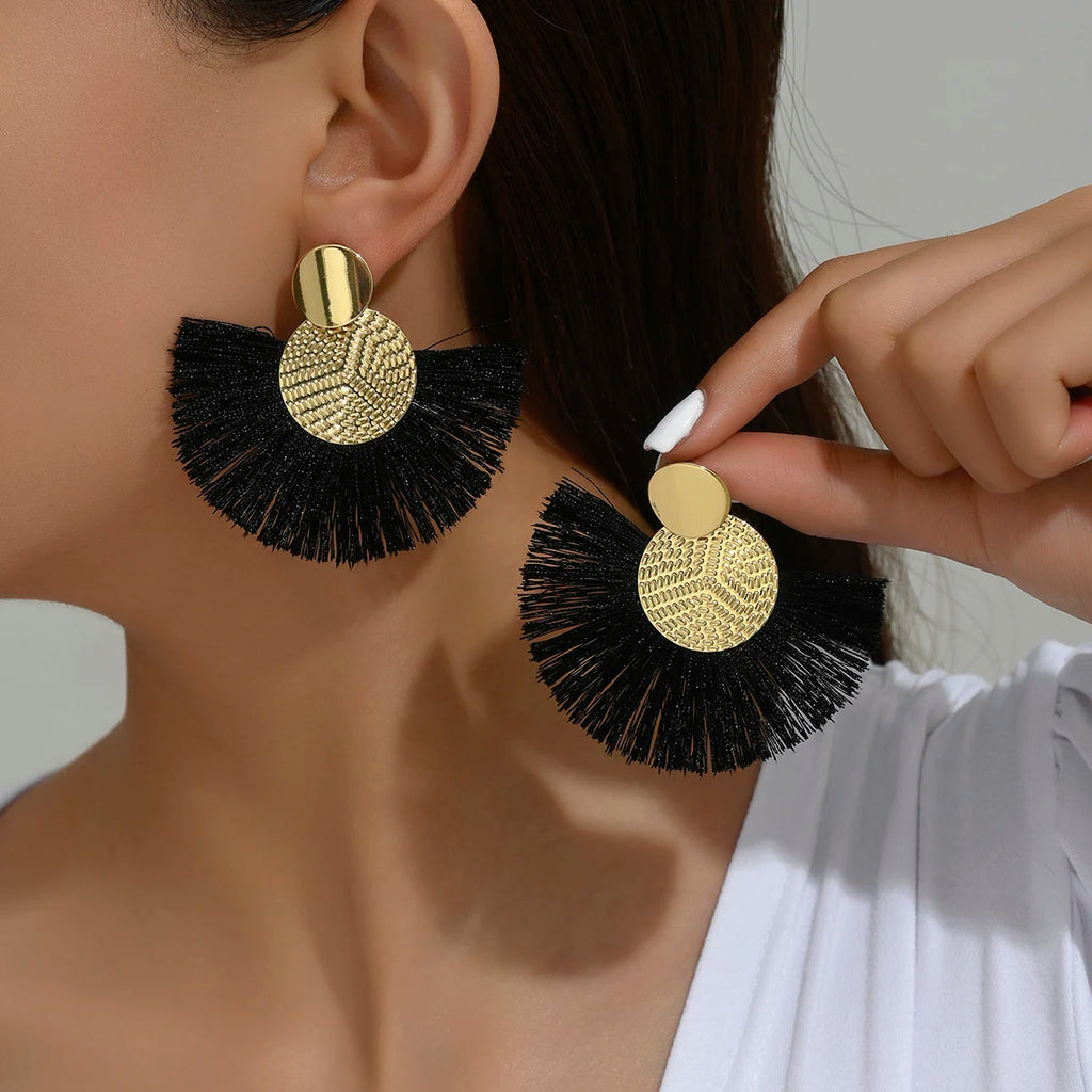 Mode Böhmischen Große Quaste Baumeln Weiße Fringe Weibliche Ohrringe Tropfen Ohrringe für Frauen Erklärung Hochzeit Schmuck