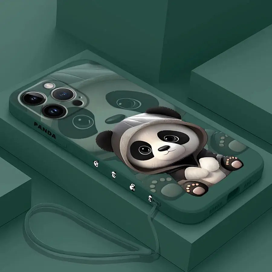 Süße Panda iPhone Hülle – Weiches Silikon Case – für iPhone 7–16 Pro / 14 Pro Max / 15 Plus / SE / XR / XS Max / 12 Mini