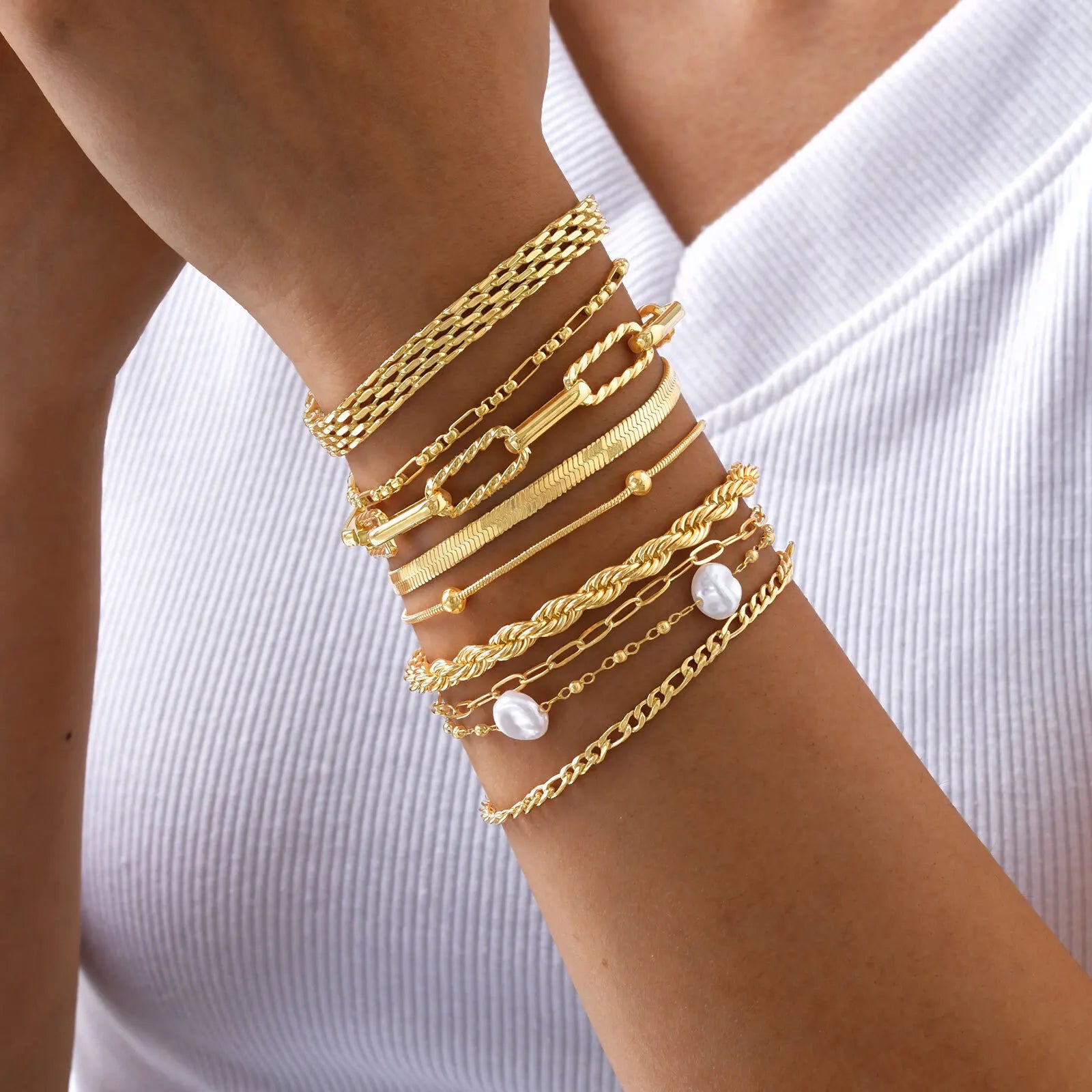 10 mm Stretch-Perlen-Armband für Damen, einfacher stapelbarer Schmuck