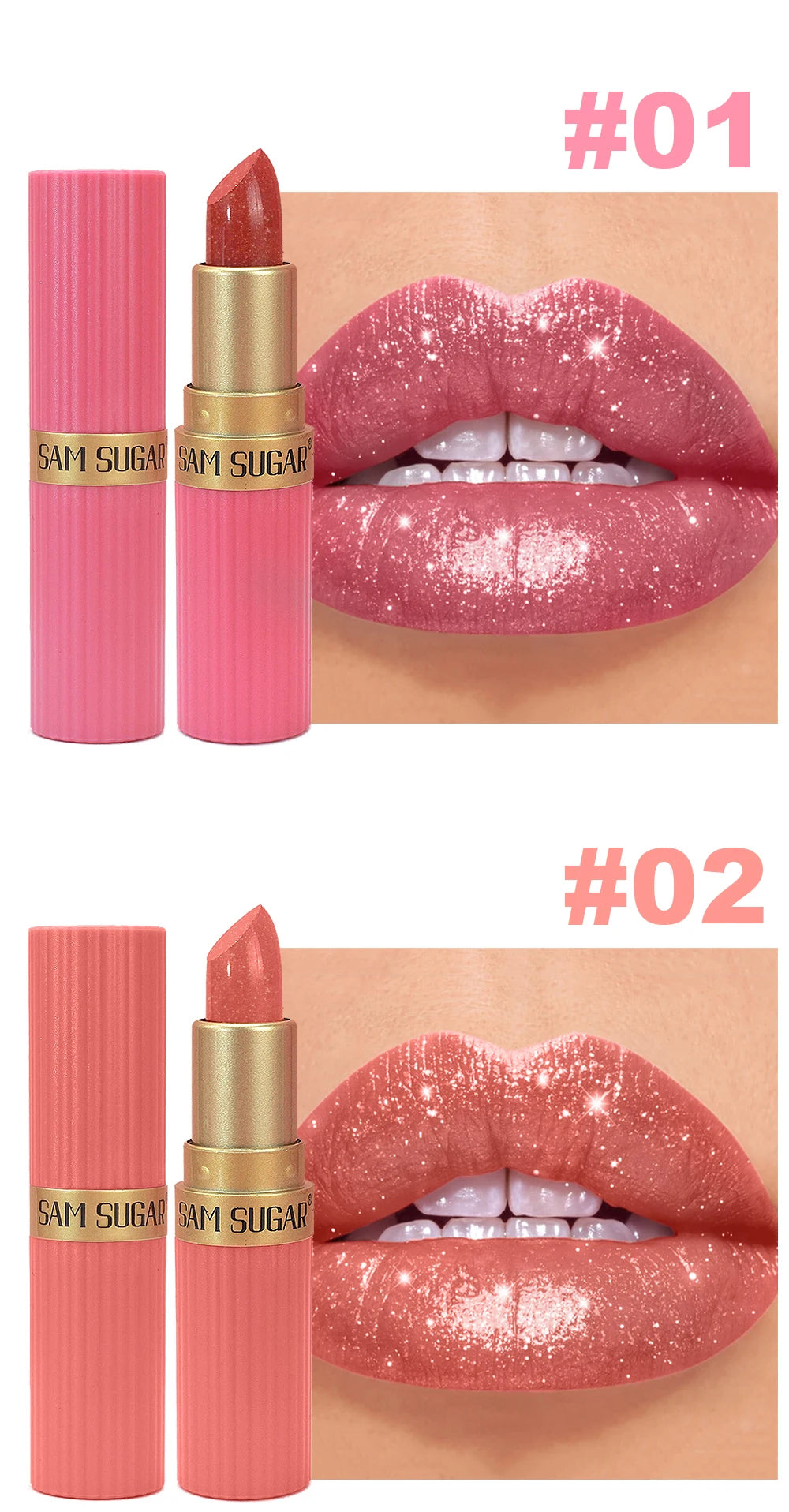 Rosa Glitzer Lippenstift – Wasserfest & Matt Finish