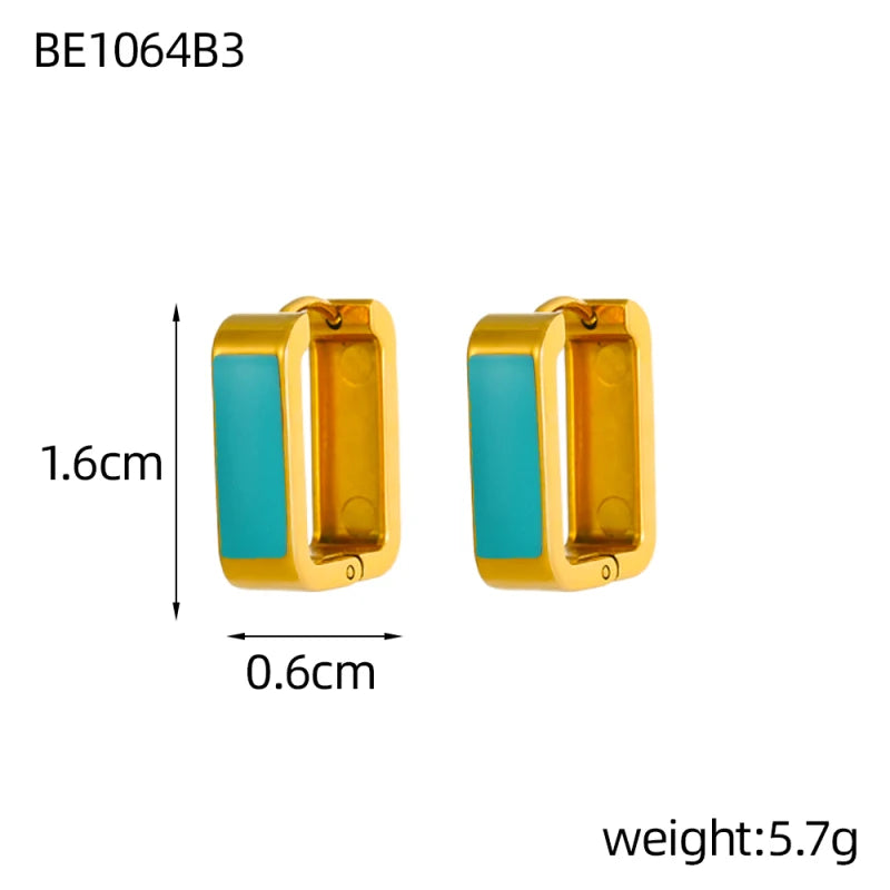 Glamour Jewelry Edelstahl tropfendes Öl schwarz weiß bunte Emaille-Creolen geometrische Emaille-Ohrstecker für Frauen