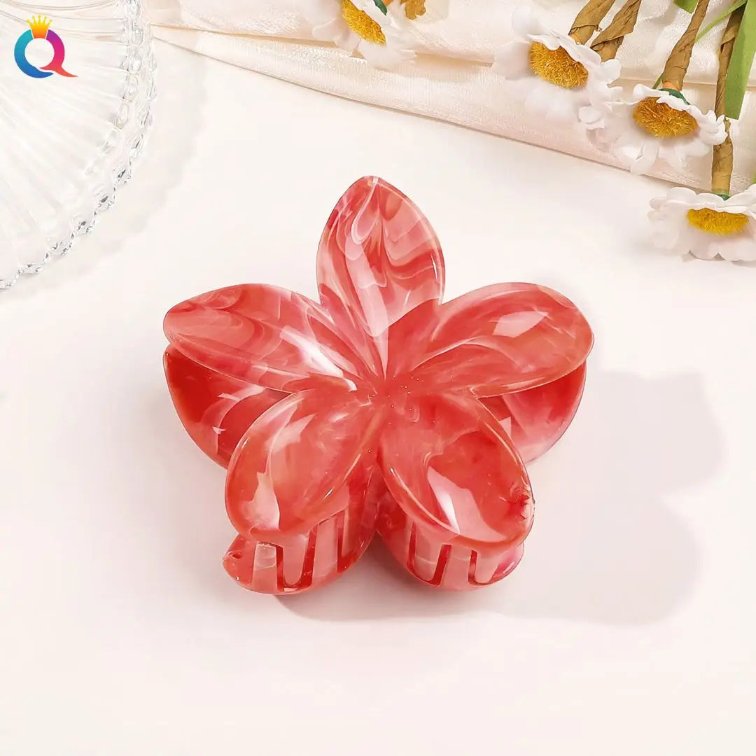 Hawaiianische Blumenkrallenklammern für Frauen, Blumen-Haarklammern mit Marmorader für dünnes Haar, süßer Strand-Haarschmuck