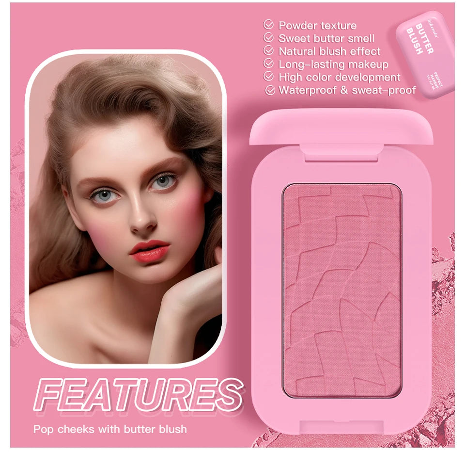 Professionelles Puder-Rouge – 12 Stunden Halt, Vegane Formel, Rosa & Creme