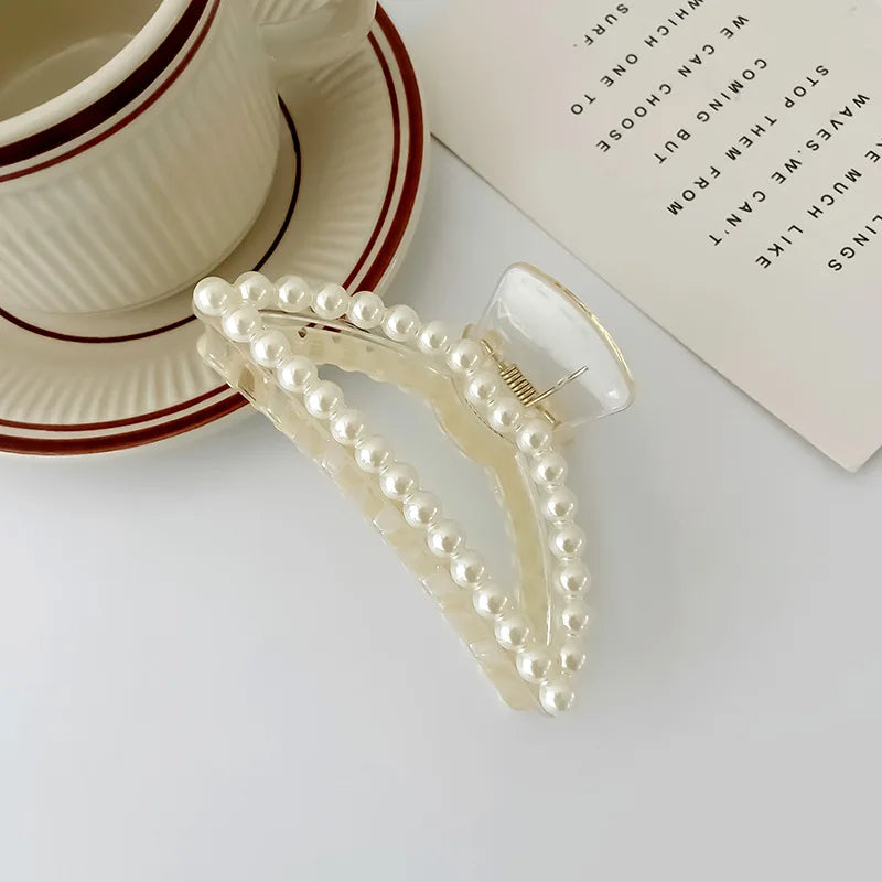Koreanische Imitation Perle Haarnadeln Geometrische Haar Krallen Bad Große Fang Clip Shark Clip Zurück Kopf Haar Clip Frauen Haar Zubehör