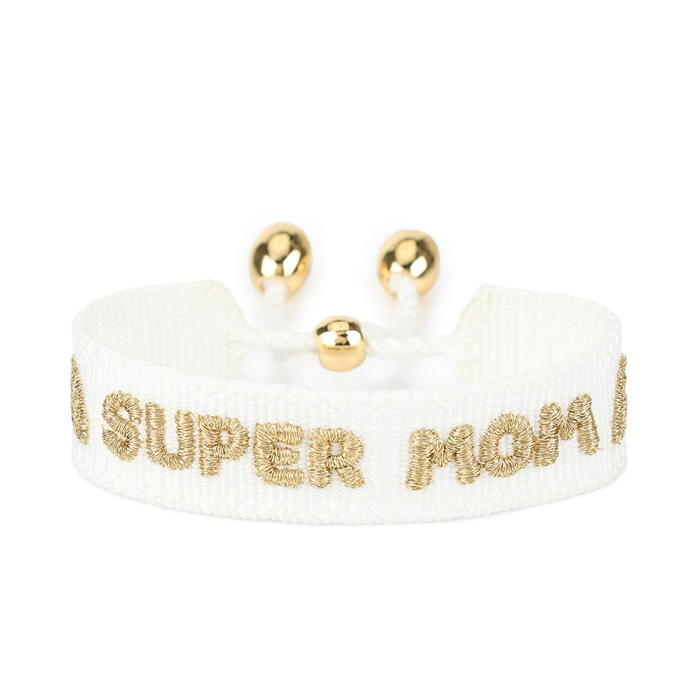 BEST MOM Stickerei-Armbänder, verstellbares Armband, Geschenk für Super-Mama