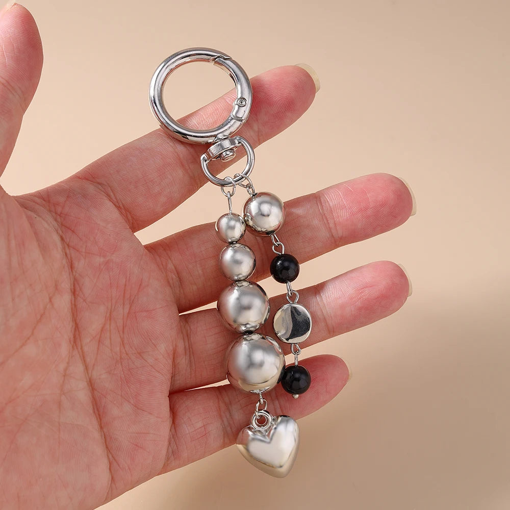 Süße Schleife Liebe Herz Schlüsselanhänger Kristall Perle Schlüsselanhänger Anhänger für Frauen Mädchen Handtasche Dekor DIY handgemachte Schlüsselanhänger Geschenke