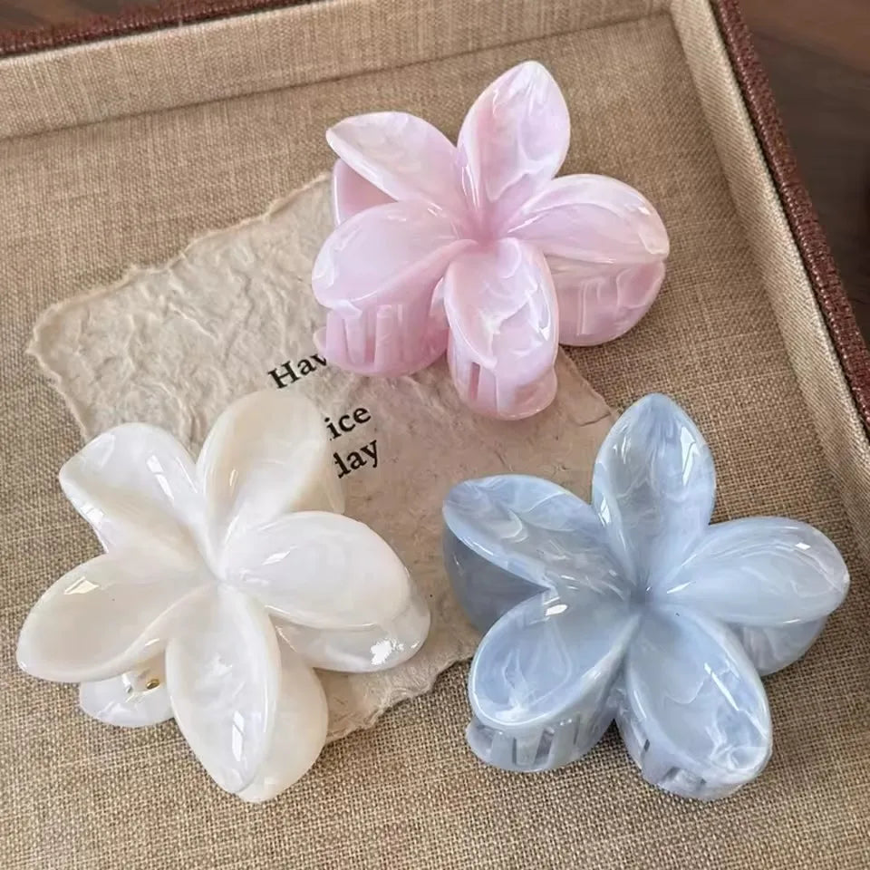 Hawaiianische Blumenkrallenklammern für Frauen, Blumen-Haarklammern mit Marmorader für dünnes Haar, süßer Strand-Haarschmuck