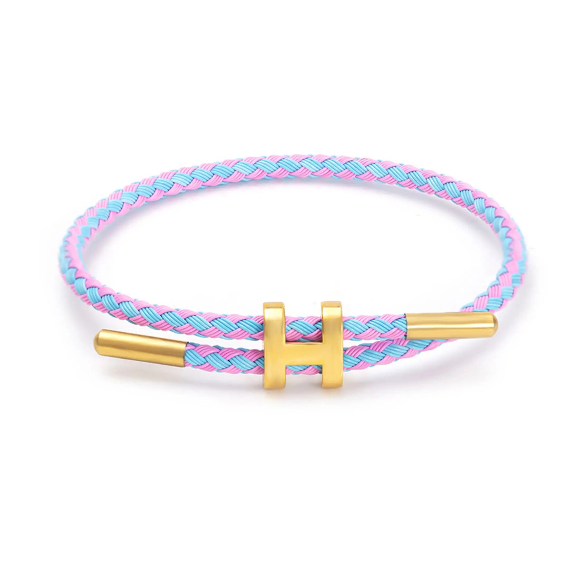 G&D Edelstahl vergoldetes einfaches H-förmiges verstellbares Hartseil-Armband, geeignet als Geschenk für den täglichen Gebrauch von Damen und Herren