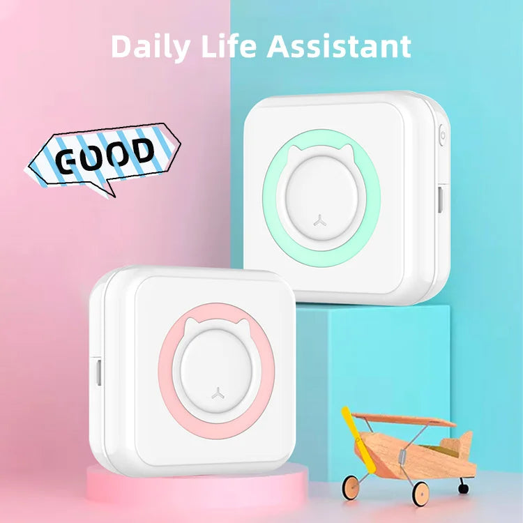 Tragbarer Mini-Thermodrucker, kabellos, BT 203 dpi, Fotoetikett, Memo, falsche Frage, Drucken mit USB-Kabel, tragbar