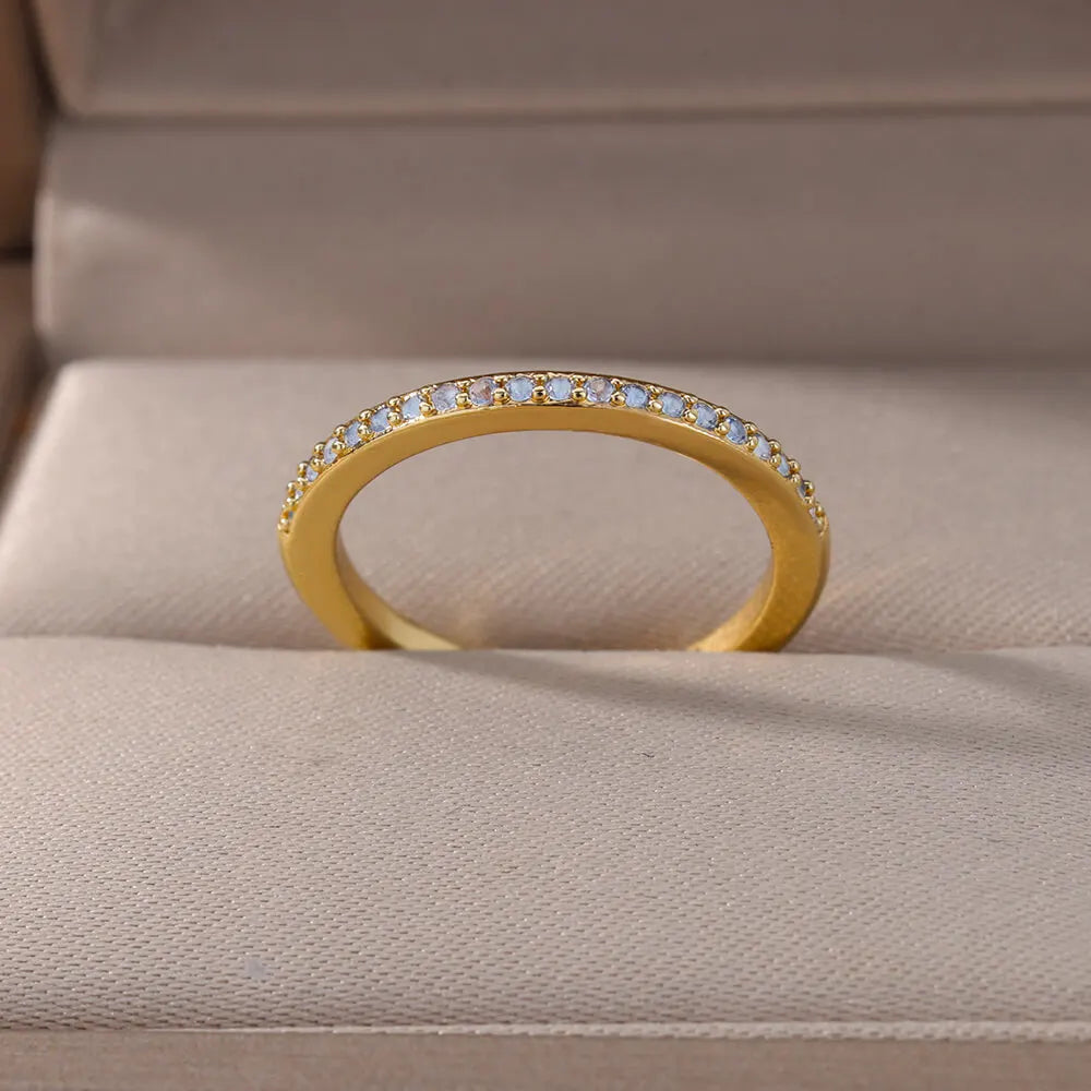 Mini Zirkon Grüne Ringe Für Frauen Edelstahl Gold Farbe Einstellbare Finger Ring Verlobung Hochzeit Weihnachten Schmuck Geschenk