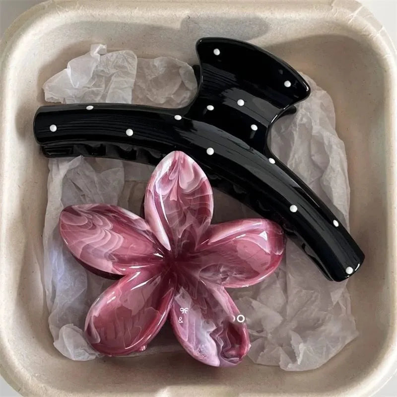 2-teiliges Vintage Haarclip-Set – Blau Polka Dots & Rote Schleife | Koreanische Haarspangen für Damen