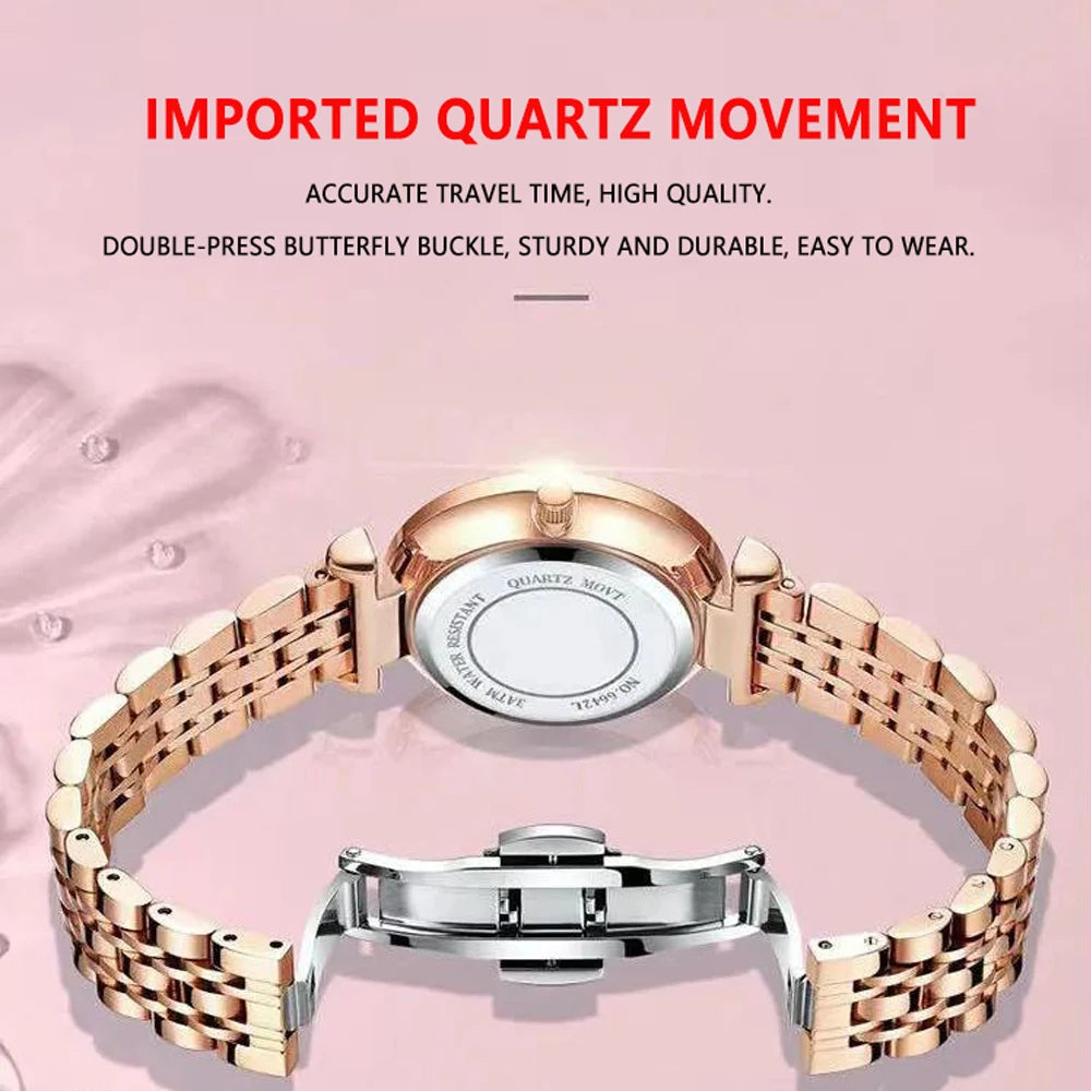 POEDAGAR Frauen Uhr Neue Mode Luxus Edelstahl Armbanduhr Armband Einfache Rose Gold Wasserdicht Leucht Damen Uhren