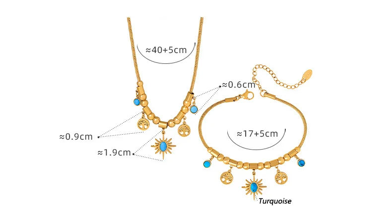Mode Edelstahl vergoldet Armband Halskette Set Frau 2-teilig Luxus Braut Hochzeit Schmuck Zubehör