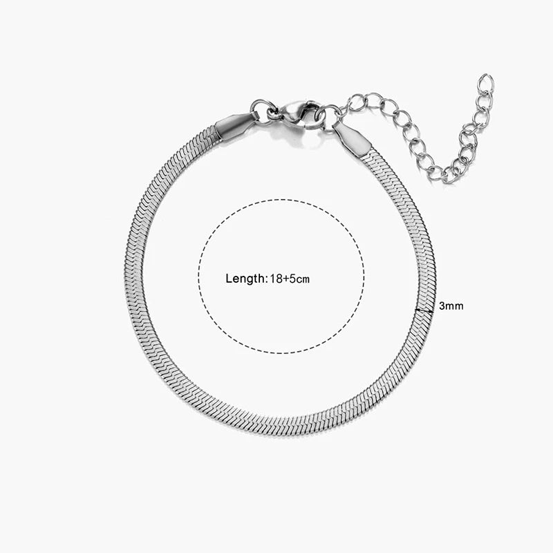 Heiße klassische Unisex flache Schlangenkette Halsband Halskette für Frauen Edelstahl Fischgrätenmuster Gold Silber Farbe Modeschmuck Geschenk