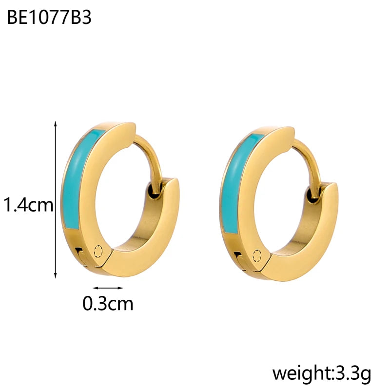 Glamour Jewelry Edelstahl tropfendes Öl schwarz weiß bunte Emaille-Creolen geometrische Emaille-Ohrstecker für Frauen