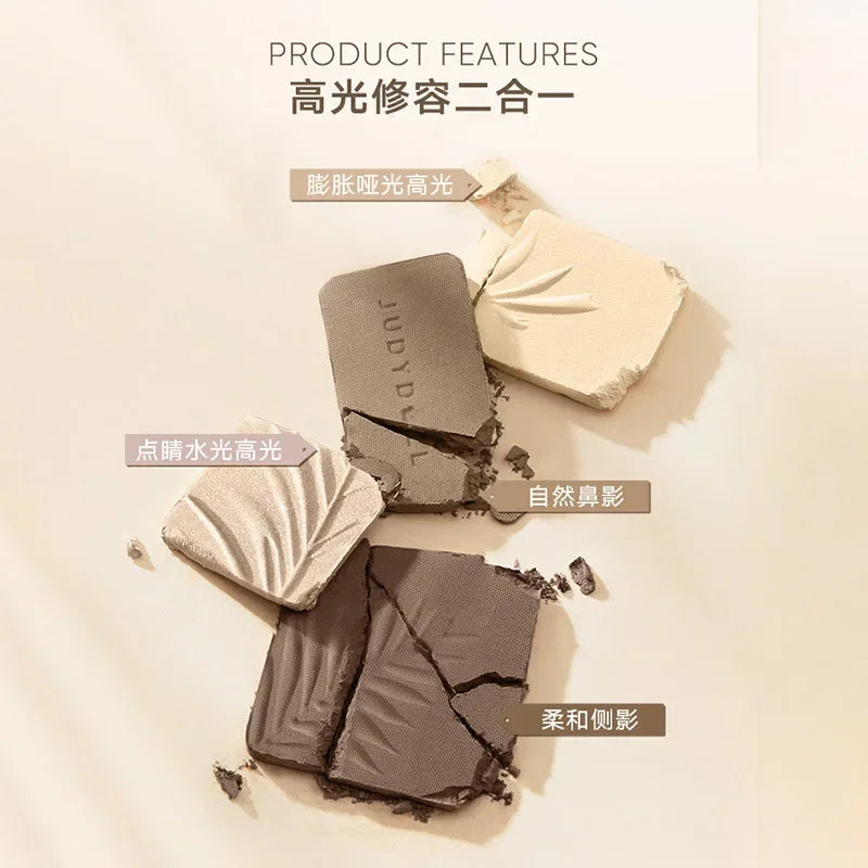 Judydoll Highlight Facial Contouring Palette Matte Brighten Dreidimensionaler Schatten Lasting Glow Shimmer Powder Cosmetics