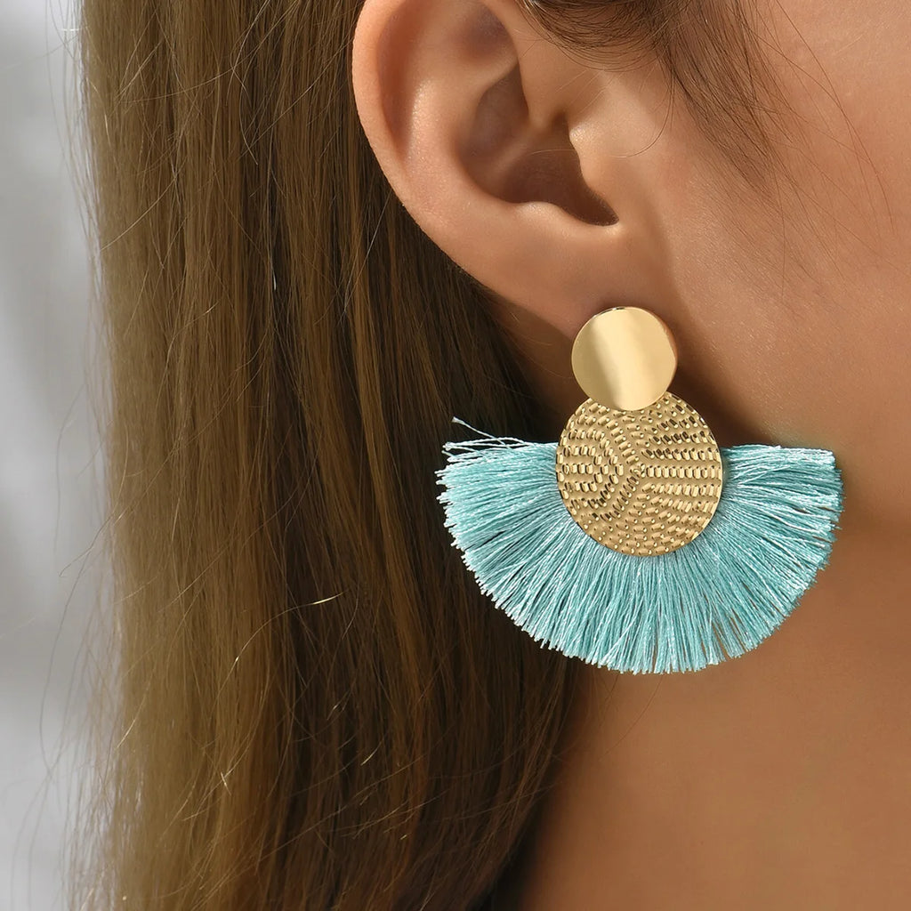 Mode Böhmischen Große Quaste Baumeln Weiße Fringe Weibliche Ohrringe Tropfen Ohrringe für Frauen Erklärung Hochzeit Schmuck