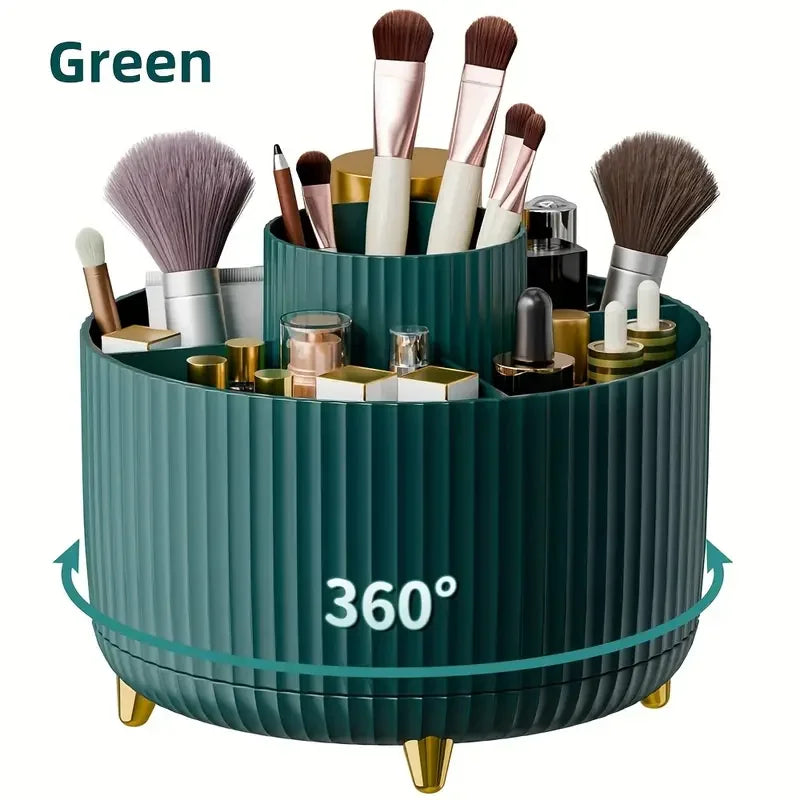 360 °   Rotierender 5-Slot-Make-up-Pinselhalter, Organizer, multifunktionale Schreibtischaufbewahrung, Kosmetikaufbewahrung für Waschtisch, Schreibtisch, Badezimmer