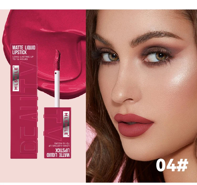 Matte Flüssig-Lippenstift 6 Farben – Langanhaltend, Wasserdicht, Sexy Nude/Rosa/Rot