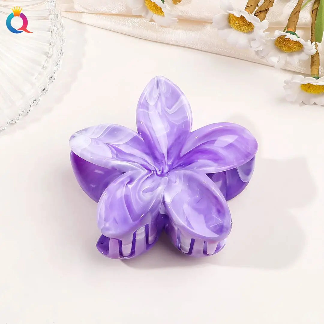Hawaiianische Blumenkrallenklammern für Frauen, Blumen-Haarklammern mit Marmorader für dünnes Haar, süßer Strand-Haarschmuck