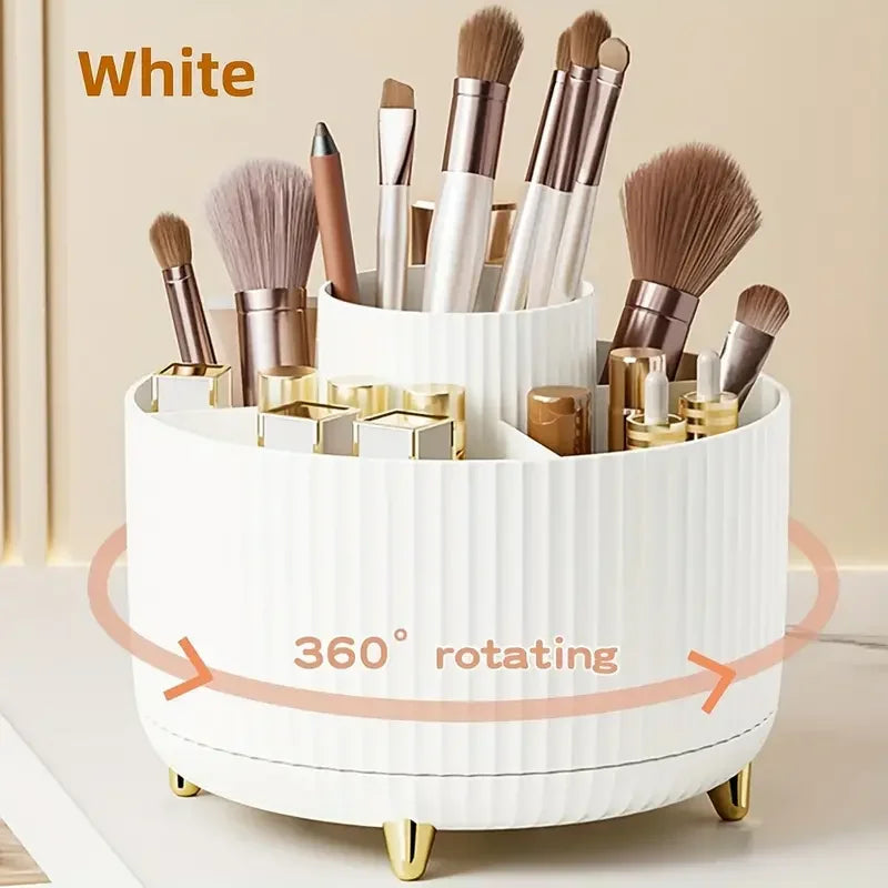 360 °   Rotierender 5-Slot-Make-up-Pinselhalter, Organizer, multifunktionale Schreibtischaufbewahrung, Kosmetikaufbewahrung für Waschtisch, Schreibtisch, Badezimmer