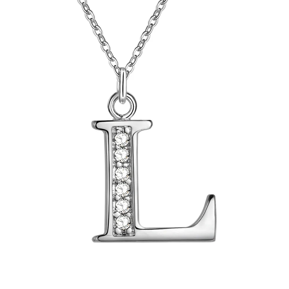 26 Buchstaben 925 Sterling Silber Halskette Anhänger Zirkon für Frauen exquisite Student Freundin Schmuck Zubehör Hochzeitsgeschenk