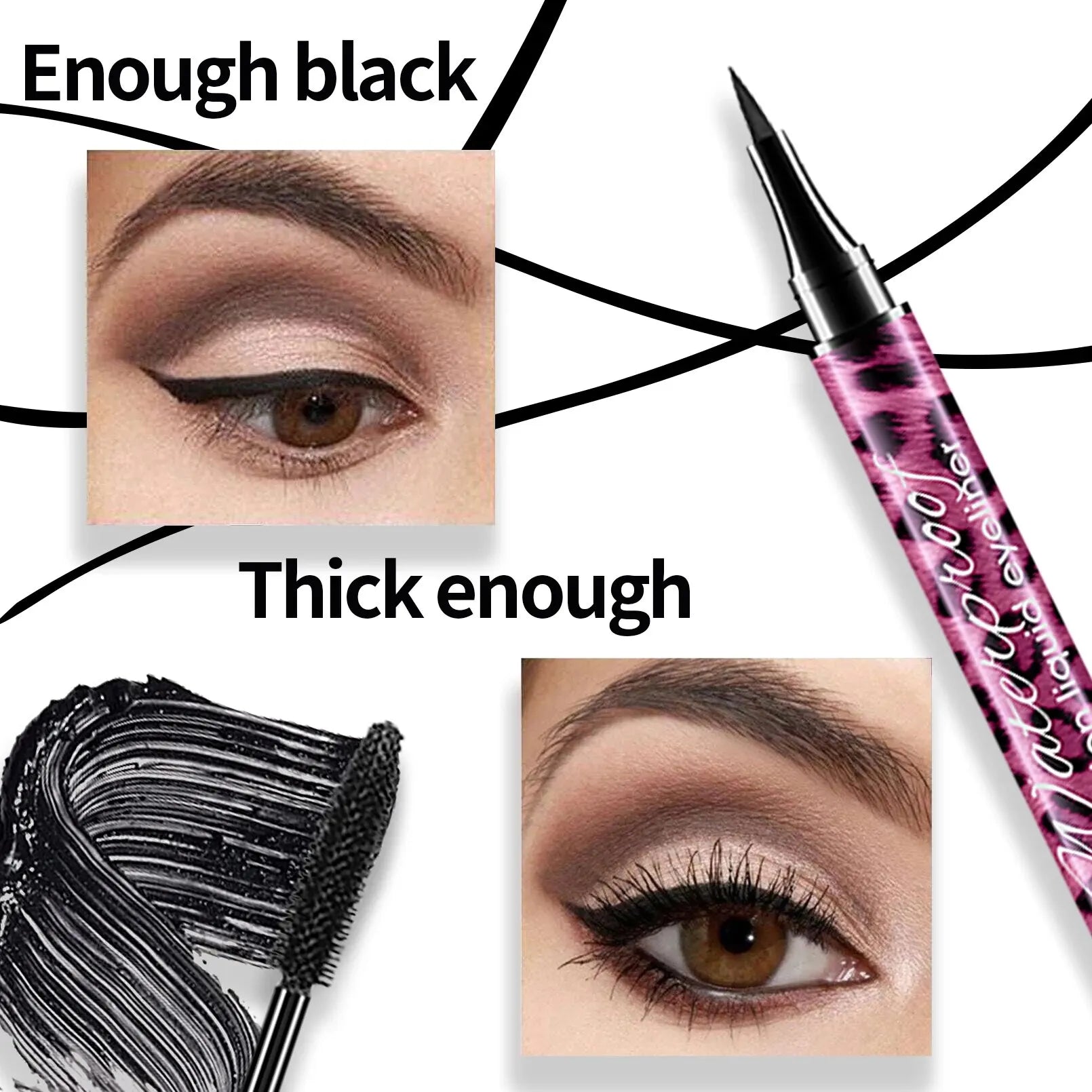 Yanqina flüssiger Eyeliner Bleistift 4d wasserdichte Mascara Set Kosmetik Eyeliner dicke Curling Mascara Augenbrauen Bleistift Augen Make-up