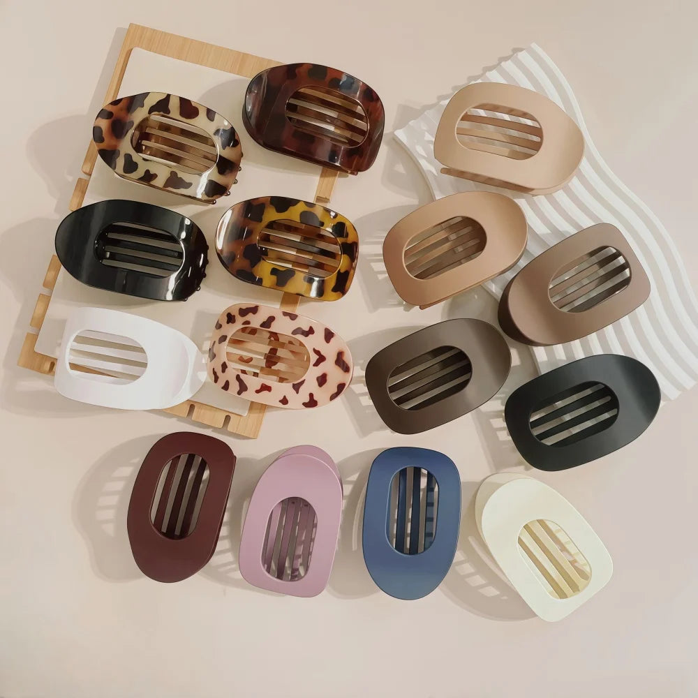 PC-Haarklammer für Frauen, neues Design, Leopardenmuster, matt, gebogen, flach, Styling-Haarspangen, Acryl, zum Liegen, Haar-Accessoires