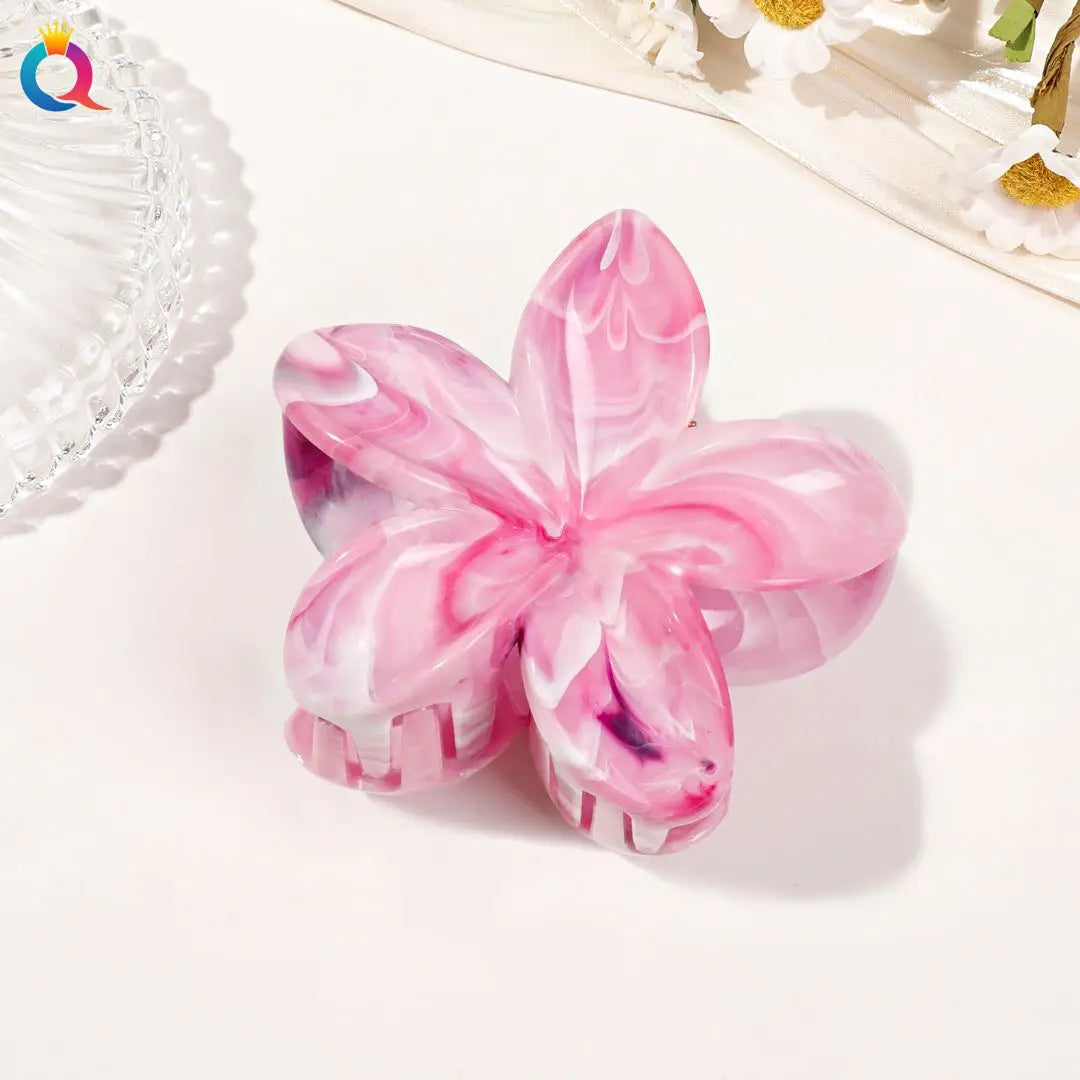 Hawaiianische Blumenkrallenklammern für Frauen, Blumen-Haarklammern mit Marmorader für dünnes Haar, süßer Strand-Haarschmuck