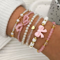 6 Teile/satz Europäischen und Amerikanischen Nette Perle Liebe Perlen Bogen Armbänder Set Für Frauen Einfache Design Süße Schmuck Geschenke