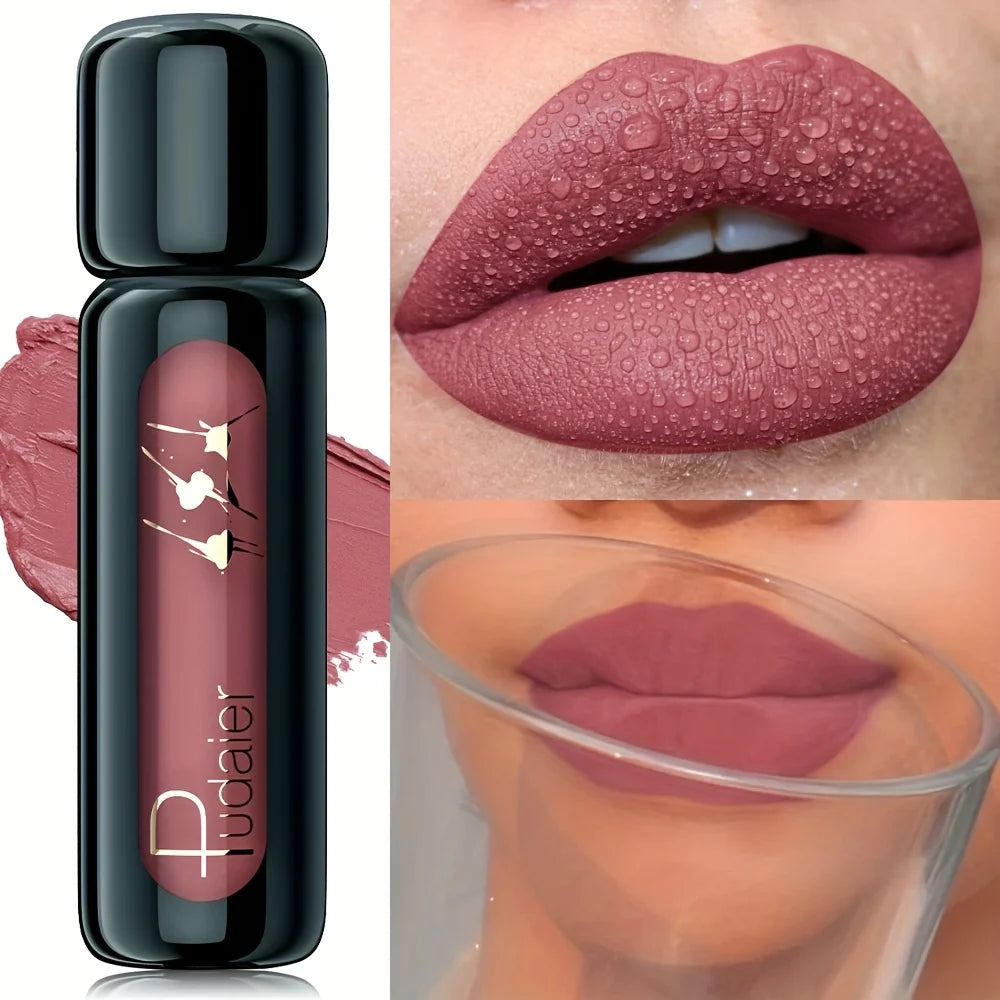 1 Stück mattierter Samt-Lipgloss, hochsättigter flüssiger Lippenschlamm, langlebig, antihaftbeschichtet, kompatibel mit allen Hauttöpfen, Muttertagsgeschenk