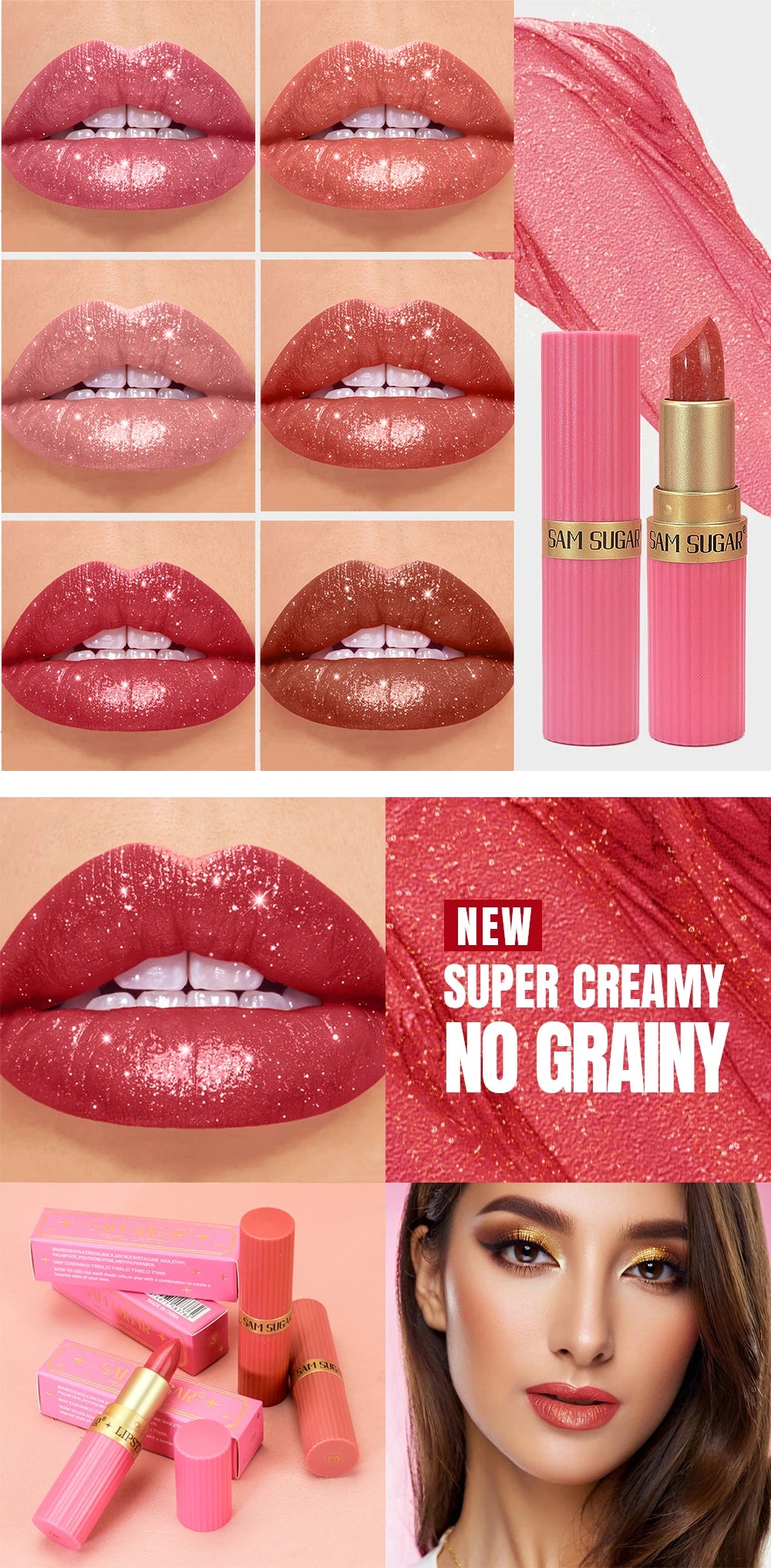 Rosa Glitzer Lippenstift – Wasserfest & Matt Finish