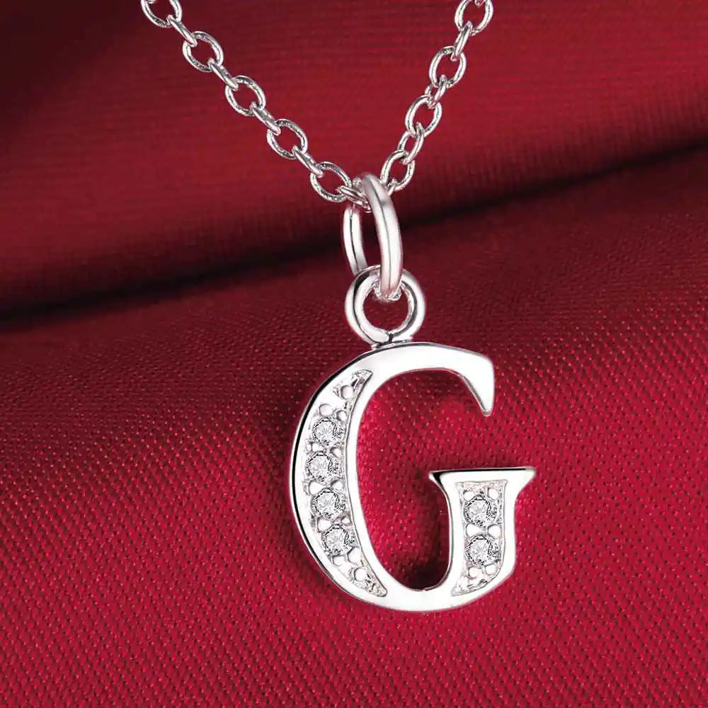 26 Buchstaben 925 Sterling Silber Halskette Anhänger Zirkon für Frauen exquisite Student Freundin Schmuck Zubehör Hochzeitsgeschenk